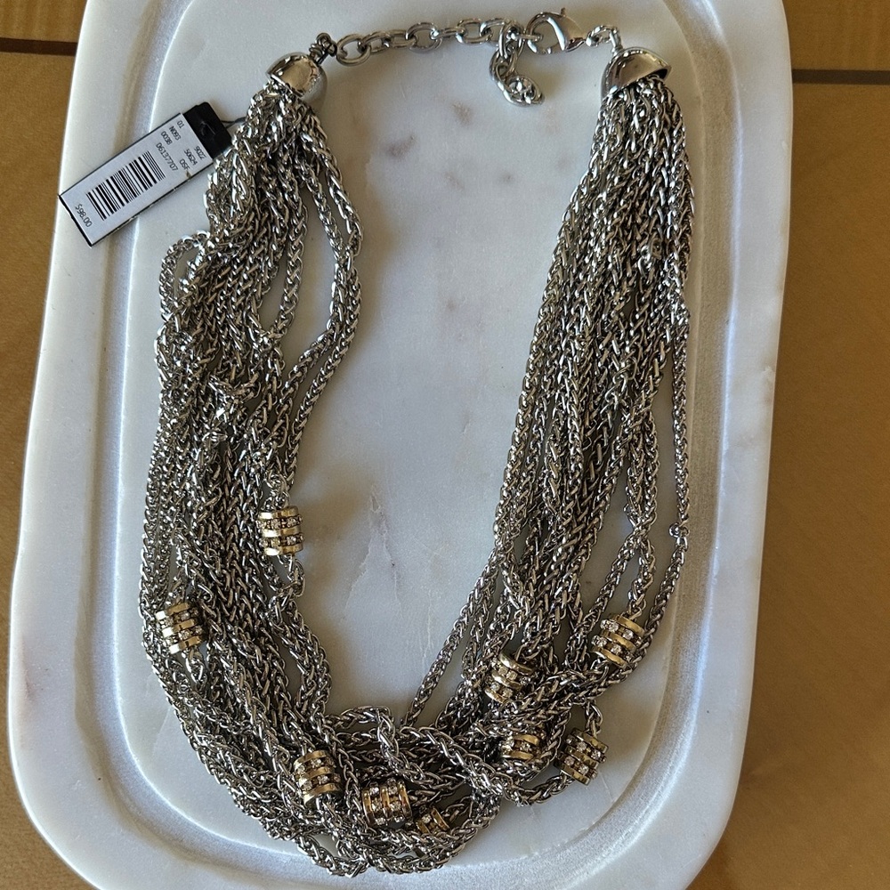 Cache Silver and Gold Multi-Strand Necklace and bracelet set - Picture 3 of 7